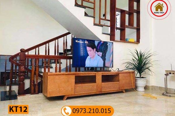 Kệ tivi chân oải 2 ô tủ gỗ sồi Nga KT12