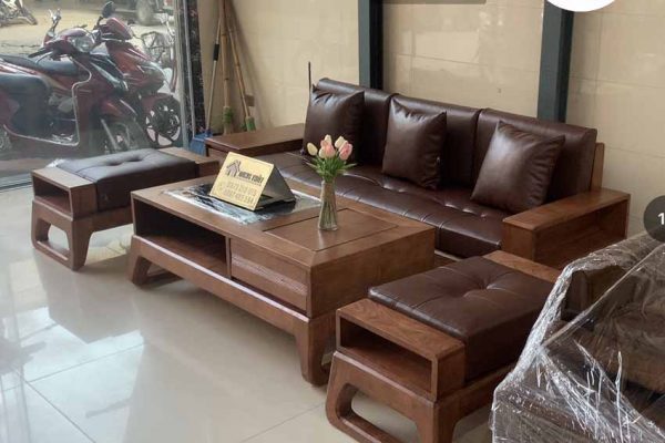 Bộ ghế sofa văng chân quỳ gỗ sồi Nga SG61v