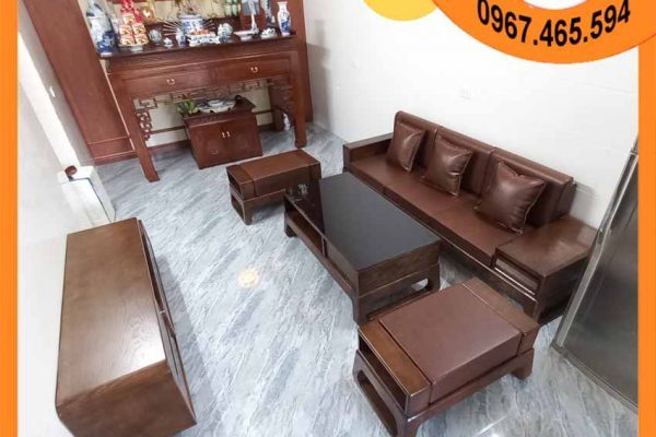 Bộ ghế sofa văng chân quỳ gỗ sồi Nga SG61v fb