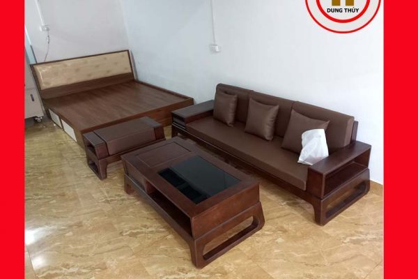 Bộ ghế sofa văng chân quỳ gỗ sồi Nga SG61v