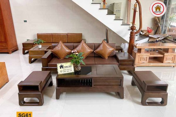 sofa văng chân quỳ gỗ sồi Nga SG61