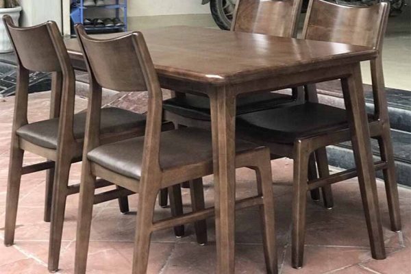 Bộ bàn ăn 4 ghế gỗ óc chó mặt chữ nhật BA23