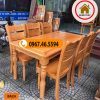 Bộ bàn ăn 6 ghế hoa văn mặt chữ nhật gỗ sồi Nga BA24