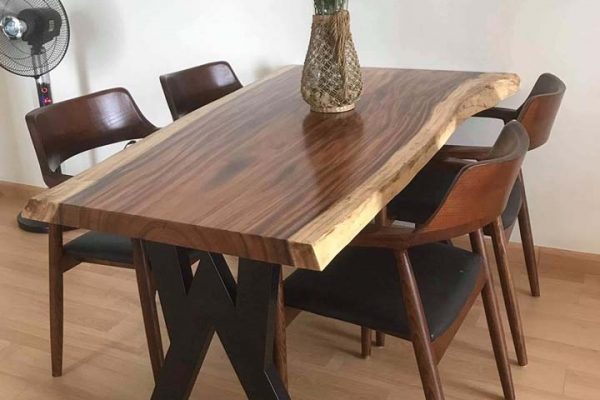 Bộ bàn ăn nguyên tấm 4 ghế gỗ me tây BA20