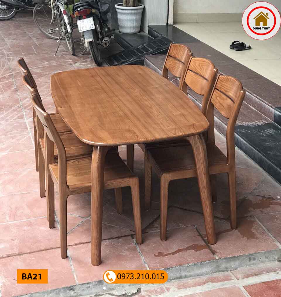 Kích thước bộ bàn ăn bằng gỗ tự nhiên