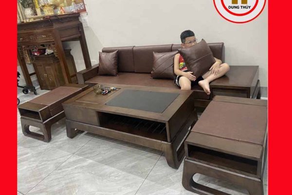 Bộ ghế sofa văng chân quỳ gỗ sồi Nga SG61v