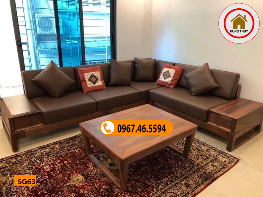 Bộ ghế sofa chân quỳ gỗ óc chó SG63
