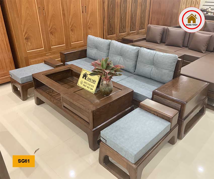 sofa chân quỳ gỗ sồi Nga đẹp SG61