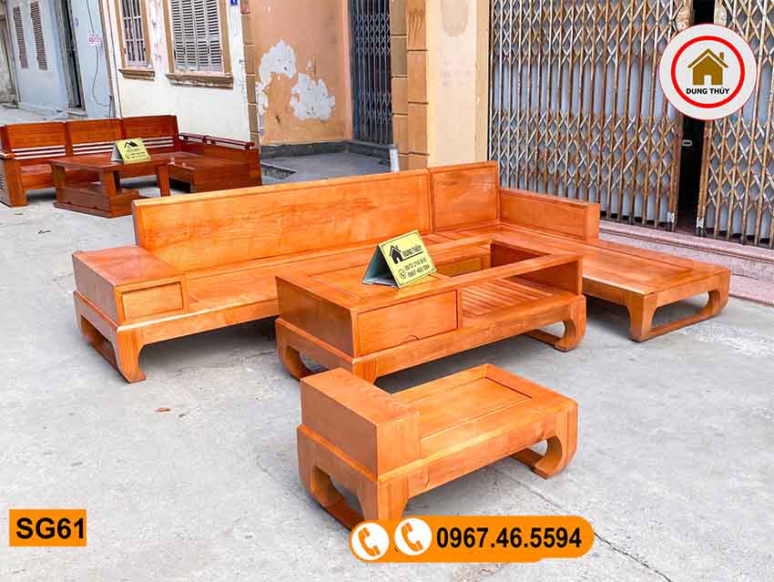 Bộ ghế sofa chân quỳ gỗ sồi Nga SG61