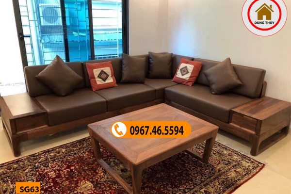 Bộ ghế sofa chân quỳ gỗ óc chó SG63