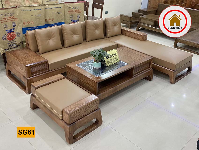 sofa góc chữ L chân quỳ SG61