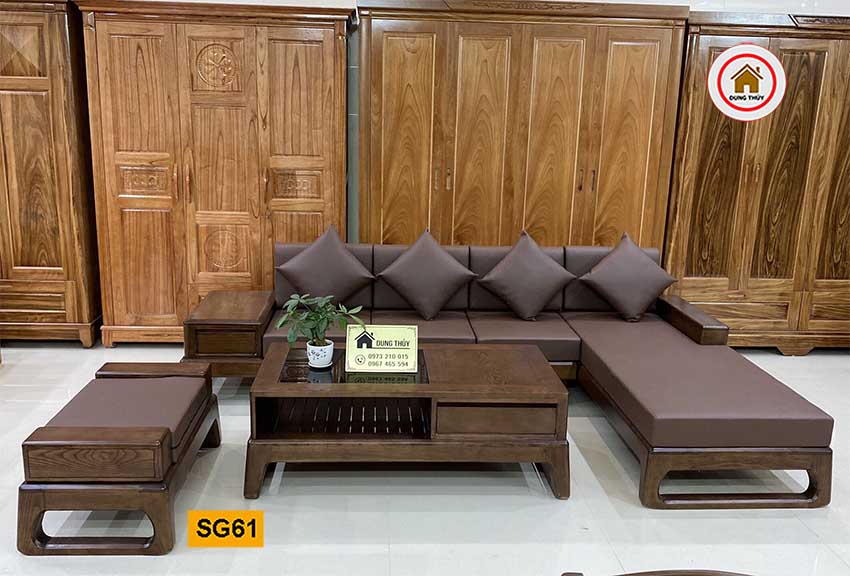 sofa góc chữ L chân quỳ SG61