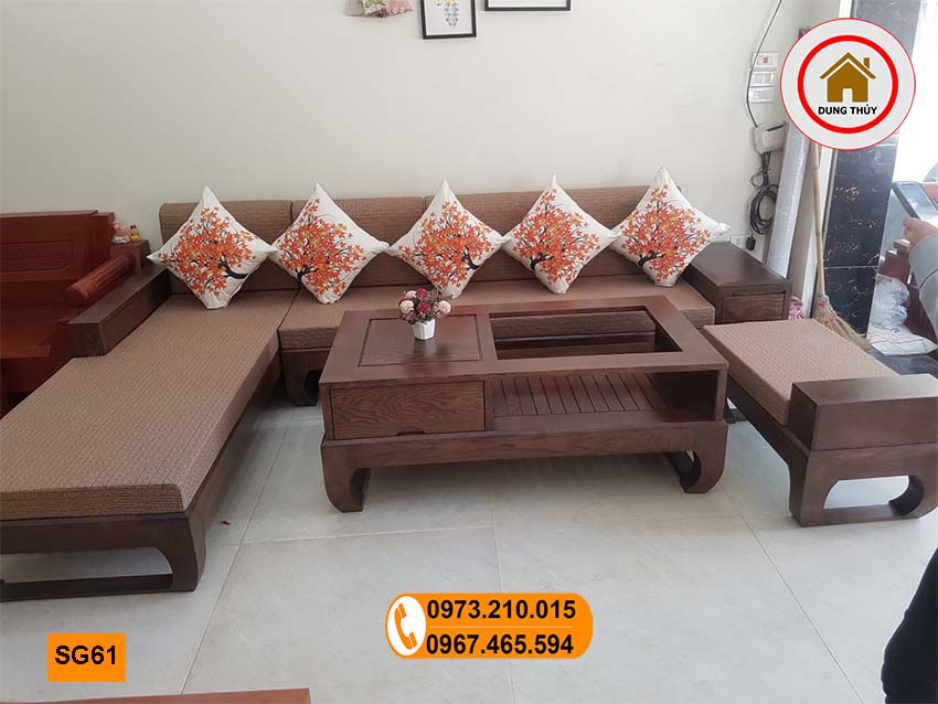 sofa góc chữ L gỗ sồi Nga SG61