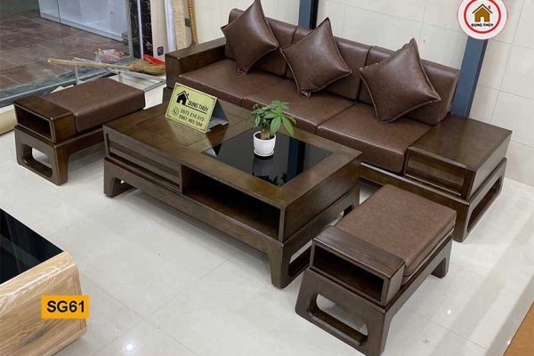 sofa văng chân quỳ gỗ sồi Nga SG61
