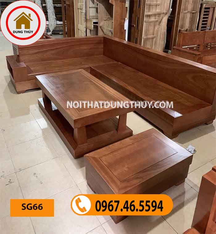 Bộ ghế sofa góc chữ L nguyên khối gỗ xoan đào SG66