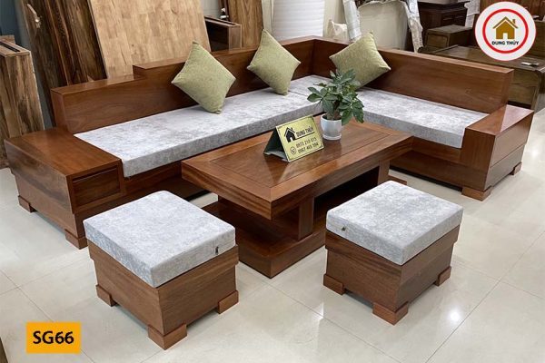 ghế sofa gỗ xoan đào nguyên khối SG66
