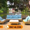 sofa gỗ góc chữ L cho văn phòng