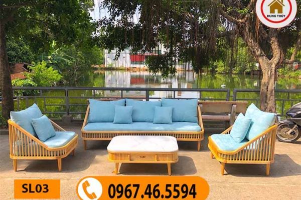 sofa gỗ góc chữ L cho văn phòng
