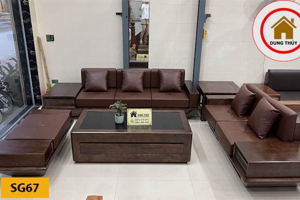 sofa 2 văng thuyền gỗ sồi SG67