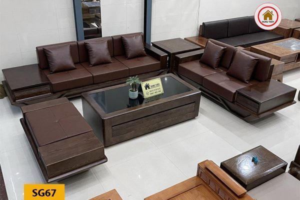 sofa 2 văng thuyền gỗ sồi SG67