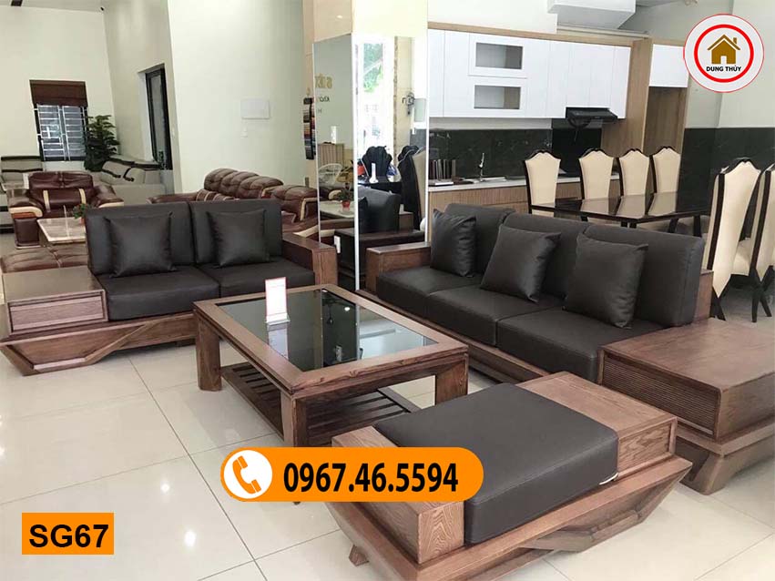 Bộ ghế sofa 2 văng chân thuyền vát gỗ sồi Nga SG67