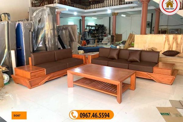sofa chân thuyền 2 văng gỗ sồi Nga SG67