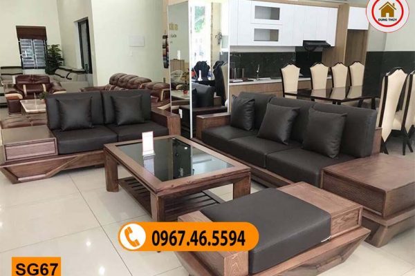 Bộ ghế sofa 2 văng chân thuyền vát gỗ sồi Nga SG67