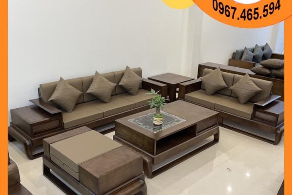 Bộ ghế sofa 2 văng hình đùi gà gỗ sồi Nga SG68 Hà Nội