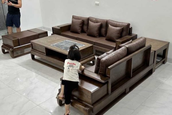 Bộ ghế sofa 2 văng hình đùi gà gỗ sồi Nga SG68