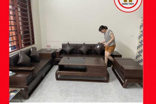 Bộ ghế sofa 2 văng hình đùi gà gỗ sồi Nga SG68 checkin 2