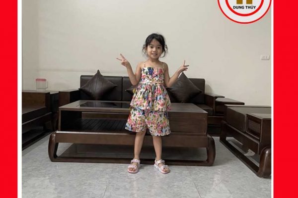 Bộ ghế sofa 2 văng hình đùi gà gỗ sồi Nga SG68 checkin 2