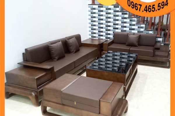 Bộ ghế sofa 2 văng hình đùi gà gỗ sồi Nga SG68