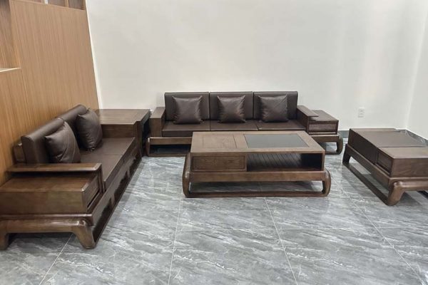 Bộ ghế sofa 2 văng hình đùi gà gỗ sồi Nga SG68 góc
