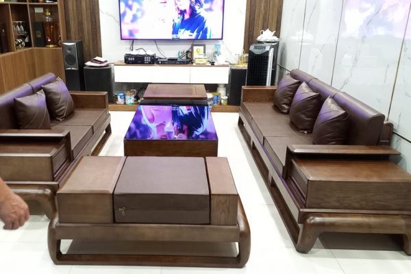 Bộ ghế sofa 2 văng hình đùi gà gỗ sồi Nga SG68 ổn