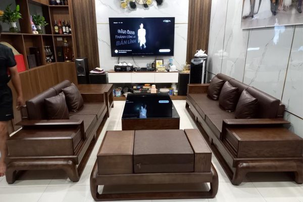 Bộ ghế sofa 2 văng hình đùi gà gỗ sồi Nga SG68 ổn