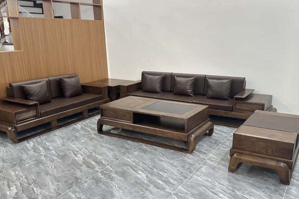 Bộ ghế sofa 2 văng hình đùi gà gỗ sồi Nga SG68 góc