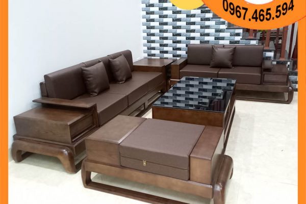 Bộ ghế sofa 2 văng hình đùi gà gỗ sồi Nga SG68
