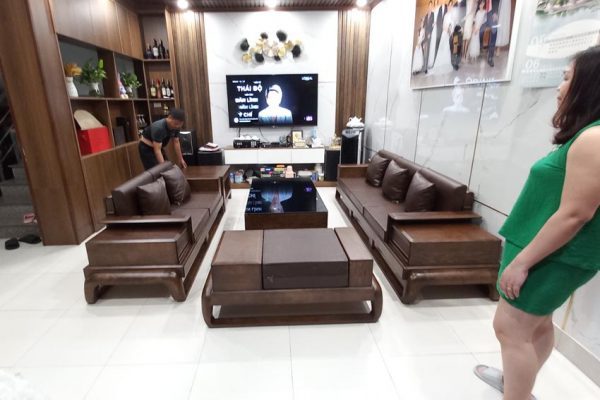 Bộ ghế sofa 2 văng hình đùi gà gỗ sồi Nga SG68 ổn