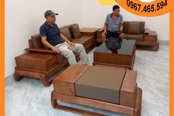 Bộ ghế sofa 2 văng hình đùi gà gỗ sồi Nga SG68