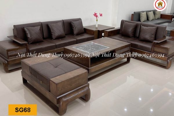 Bộ ghế sofa 2 văng hình đùi gà gỗ sồi Nga SG68 xii