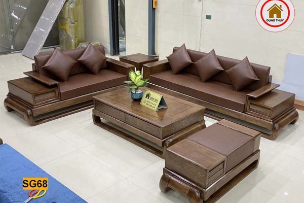 sofa 2 văng đùi gà gỗ sồi Nga đẹp SG68