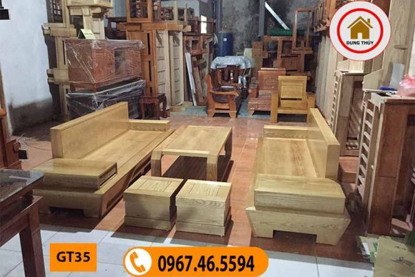 Bộ ghế đối chân thuyền gỗ sồi Nga GT35