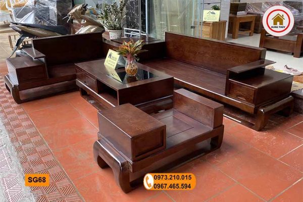 Bộ ghế sofa 2 văng hình đùi gà gỗ sồi Nga SG68