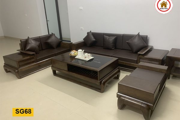 sofa 2 văng chân qdui ga gỗ sồi SG68