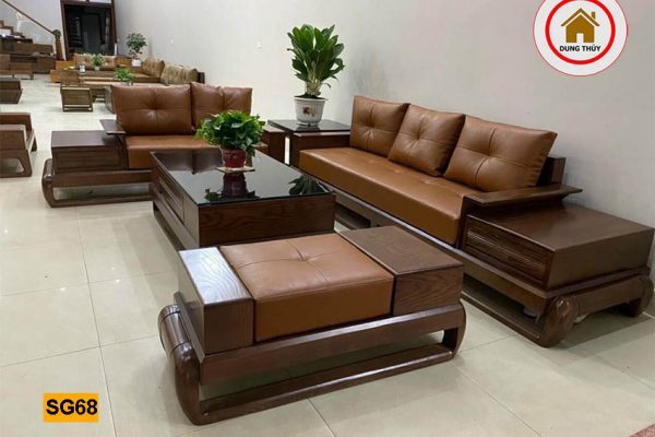 sofa 2 văng đùi gà gỗ sồi Nga SG68