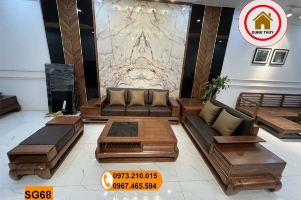 sofa 2 văng đùi gà gỗ sồi Nga đẹp SG68
