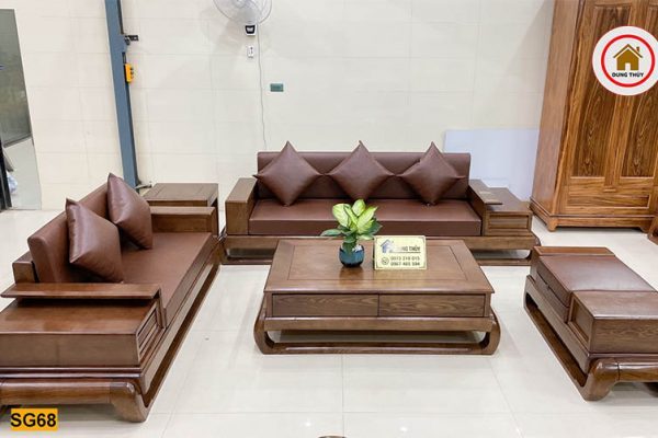 sofa 2 văng đùi gà gỗ sồi Nga đẹp SG68