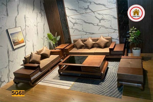 sofa 2 văng đùi gà gỗ sồi SG68