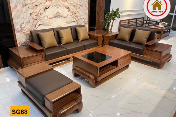 sofa 2 văng đùi gà gỗ sồi nét SG68