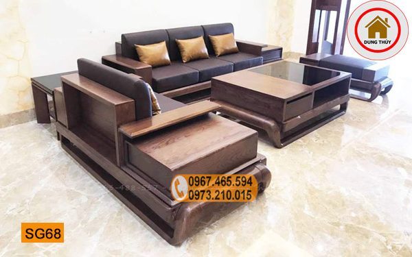 Bộ ghế sofa 2 văng hình đùi gà gỗ sồi Nga SG68